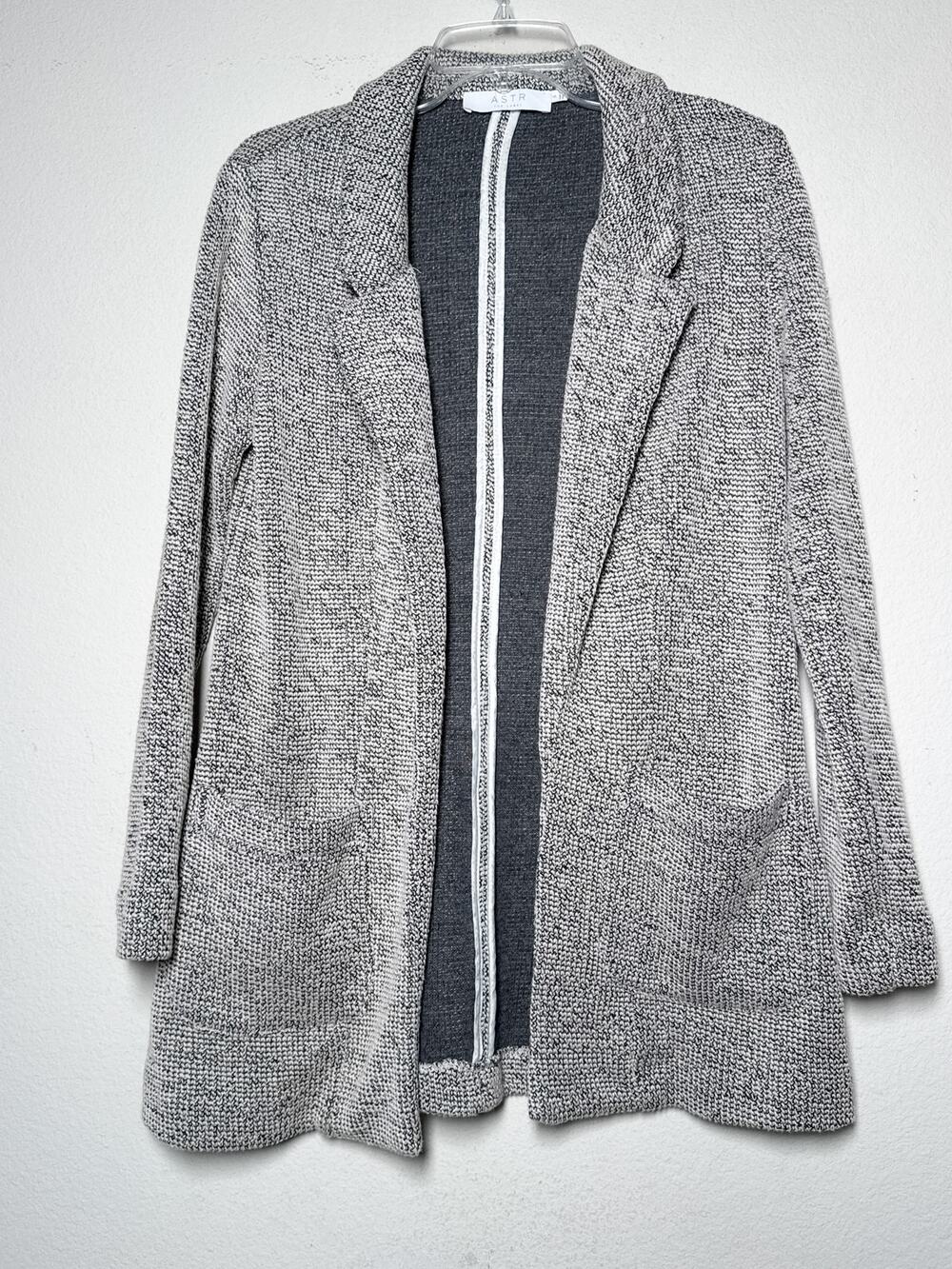 ASTR the Label Black Ivory Marled Knit Sweater Blazer Open Front Cardigan S